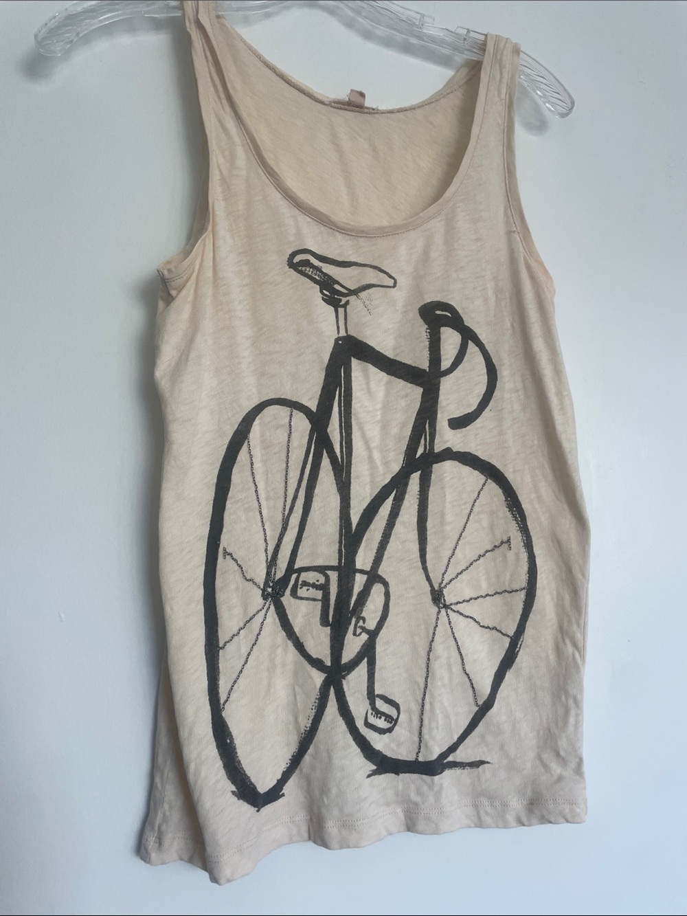 J. Crew Cream Tank Top with Black Bicycle Graphic
